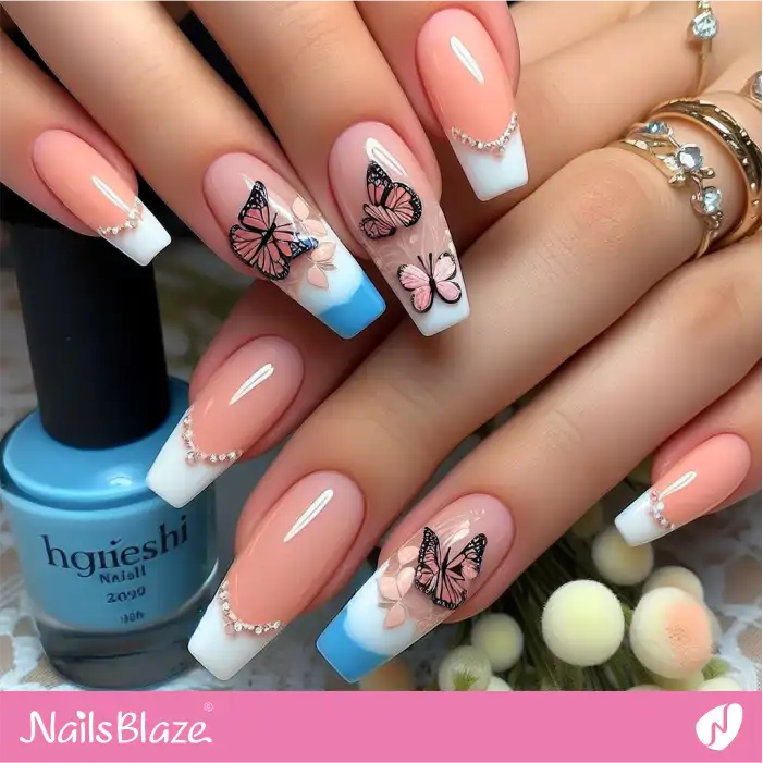 Peach Fuzz Nails with Decorations and Butterflies | Color of the Year 2024 - NB1817